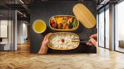 おべんとう　Japanese style famous lunch box (bento) Wall mural